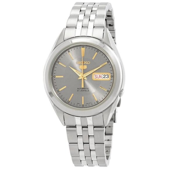 NWT Authentic Seiko 5 Automatic Grey Dial Men's Watch - Picture 1 of 3